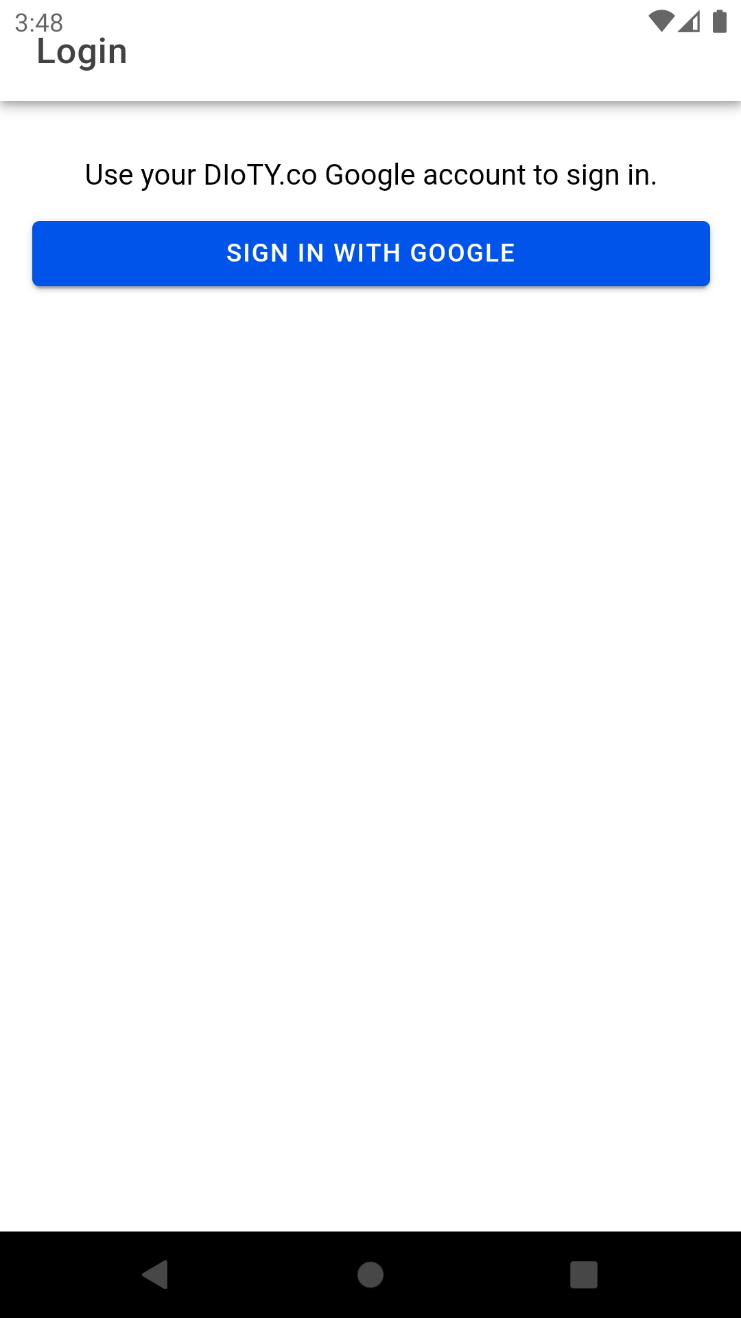 Login page
